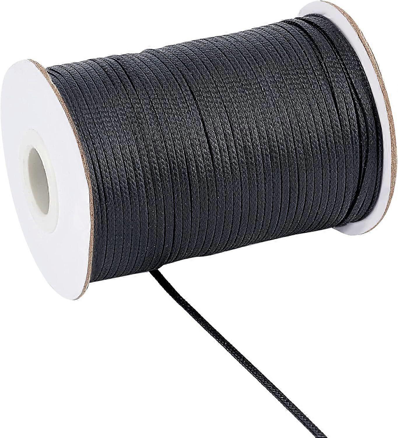 175 Yards Black Flat Waxed Cord 2mm Waxed Polyester Cord Waxed String Thread String for Bracelet Necklace Choker Jewelry Making Beading Kinitting Craf