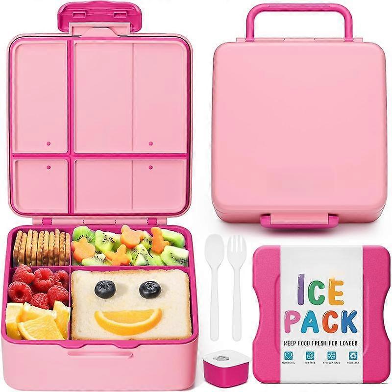 Chill Bento Box for  Adult, Leak Proof  Lunch Box with Ice Pack Keep  Cold,  4 Compartment Lunch Container with Utensils for Girl Boy School