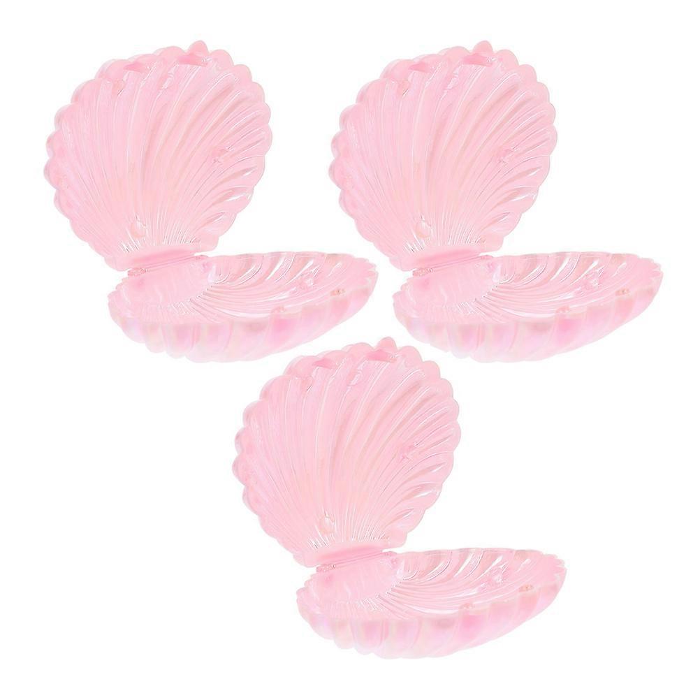 3pcs Elegant Pink Seashell Shaped Storage Boxes for Home with Ample Space Reusable PP