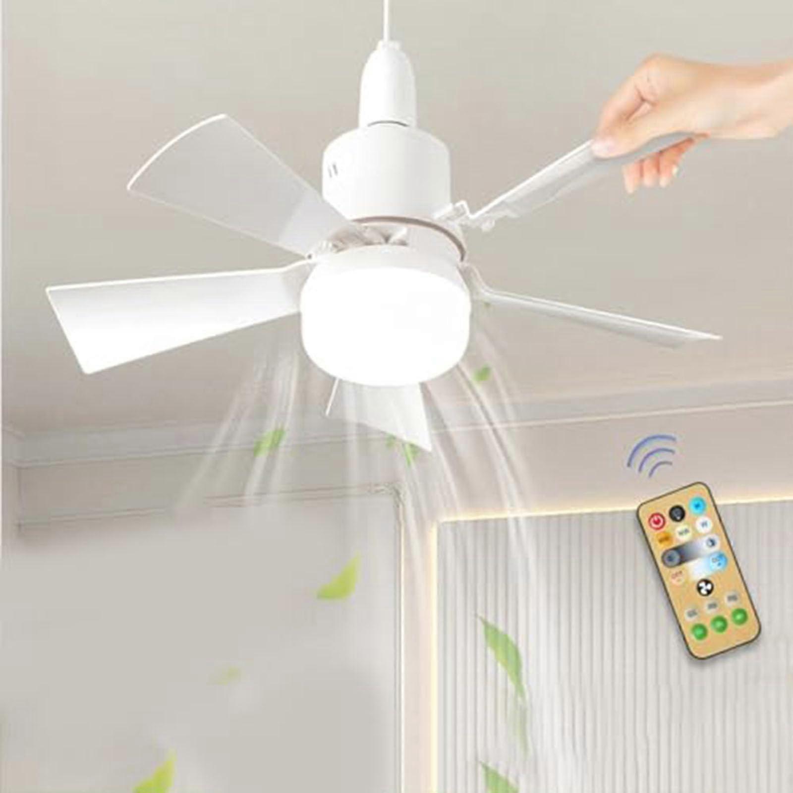 Ceiling Fan 30W With Light, 3 Speeds, 15Inch, 5Blades, Quiet Dimmable Lamp, Timing, 3Color Lighting, For Bedroom