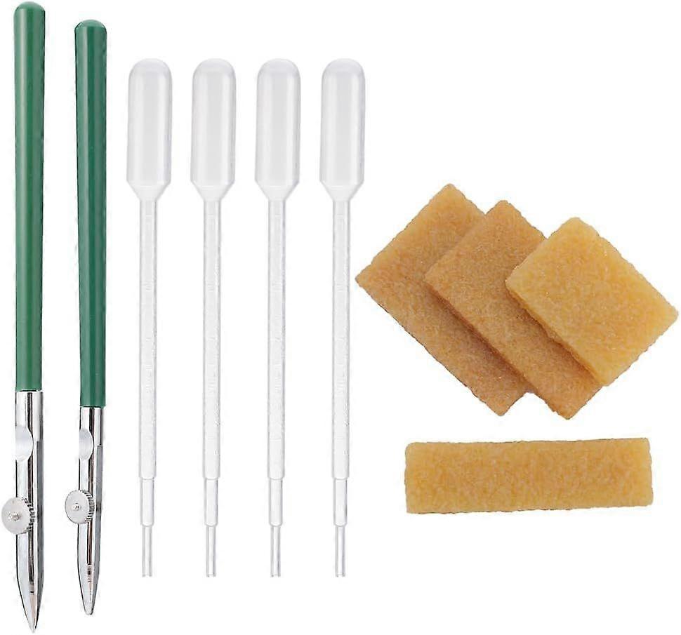 2 Sizes Art Ruling Pen+4 Sizes Rubber Eraser+ 4PCS 1ml Plastic Transfer Pipettes Adjustable Fine Lines Fluid Pens with Duckbill Nib Drawing Tool Set f