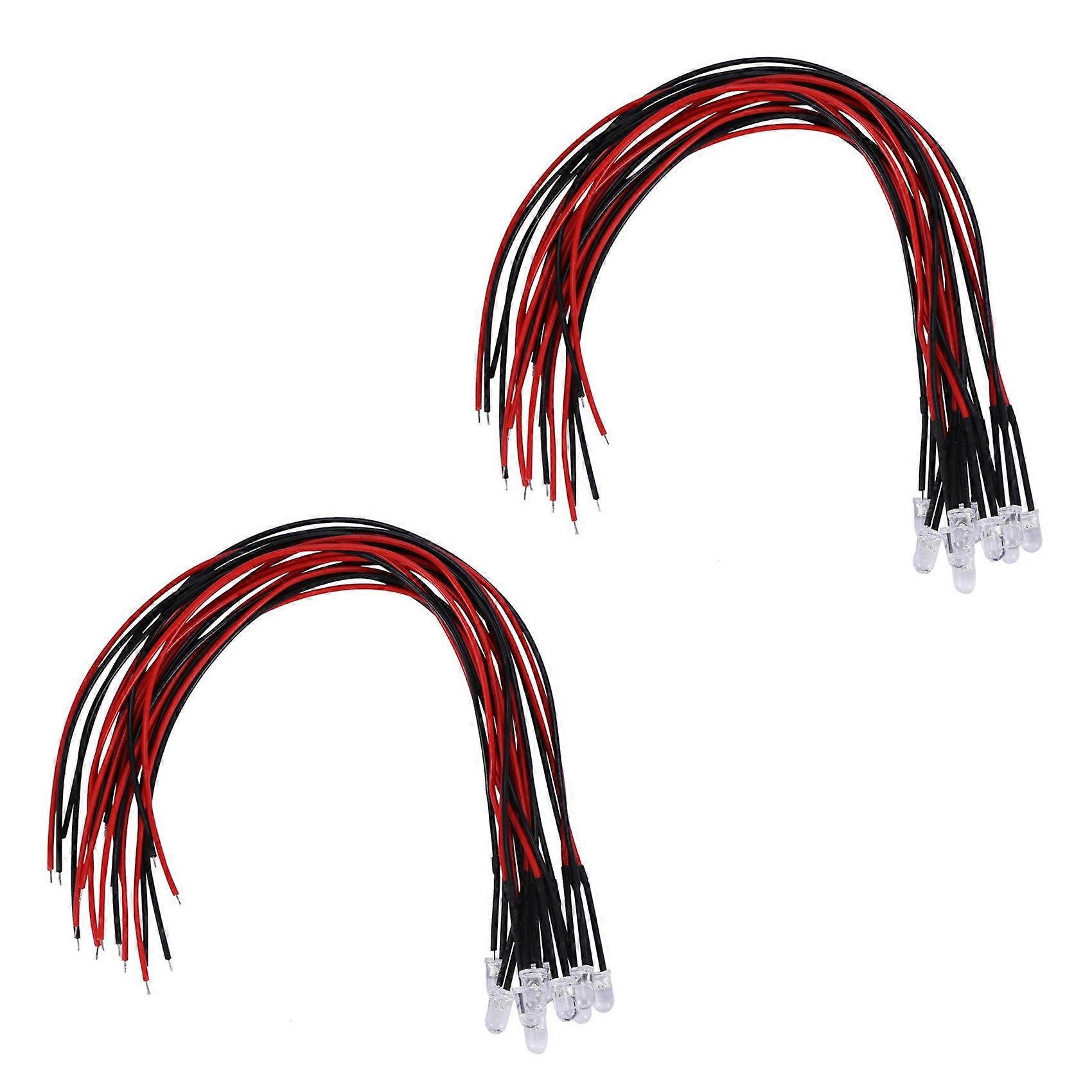 20Pcs 5mm Pre-Wired Diffused LED Diodes Light 20Ma DC 3-6V White