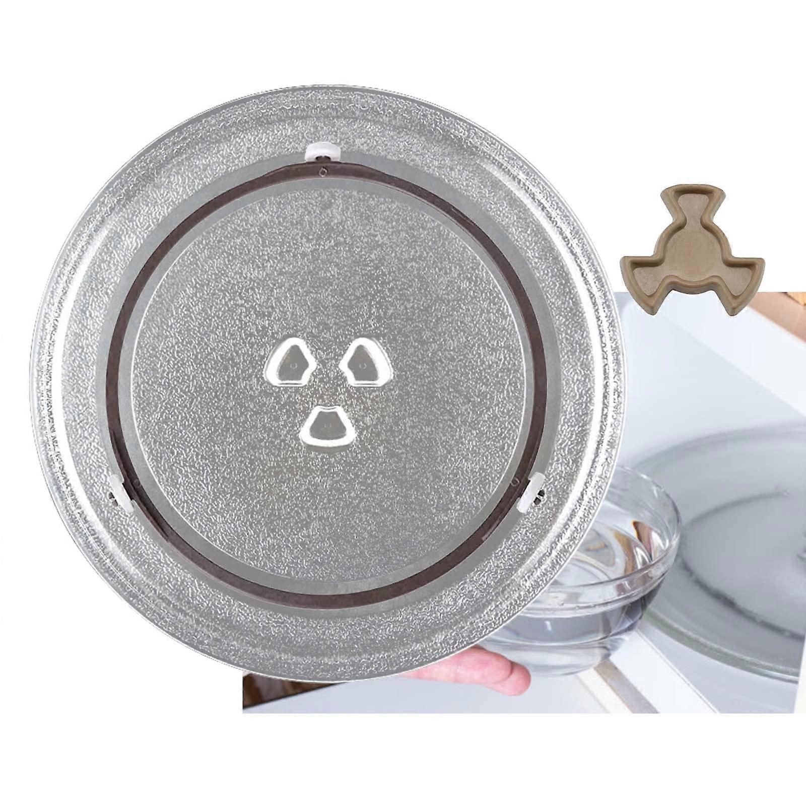 Universal Microwave Glass Turntable Plate 9.6in Clear Replacement Tray with Even Heat Distribution