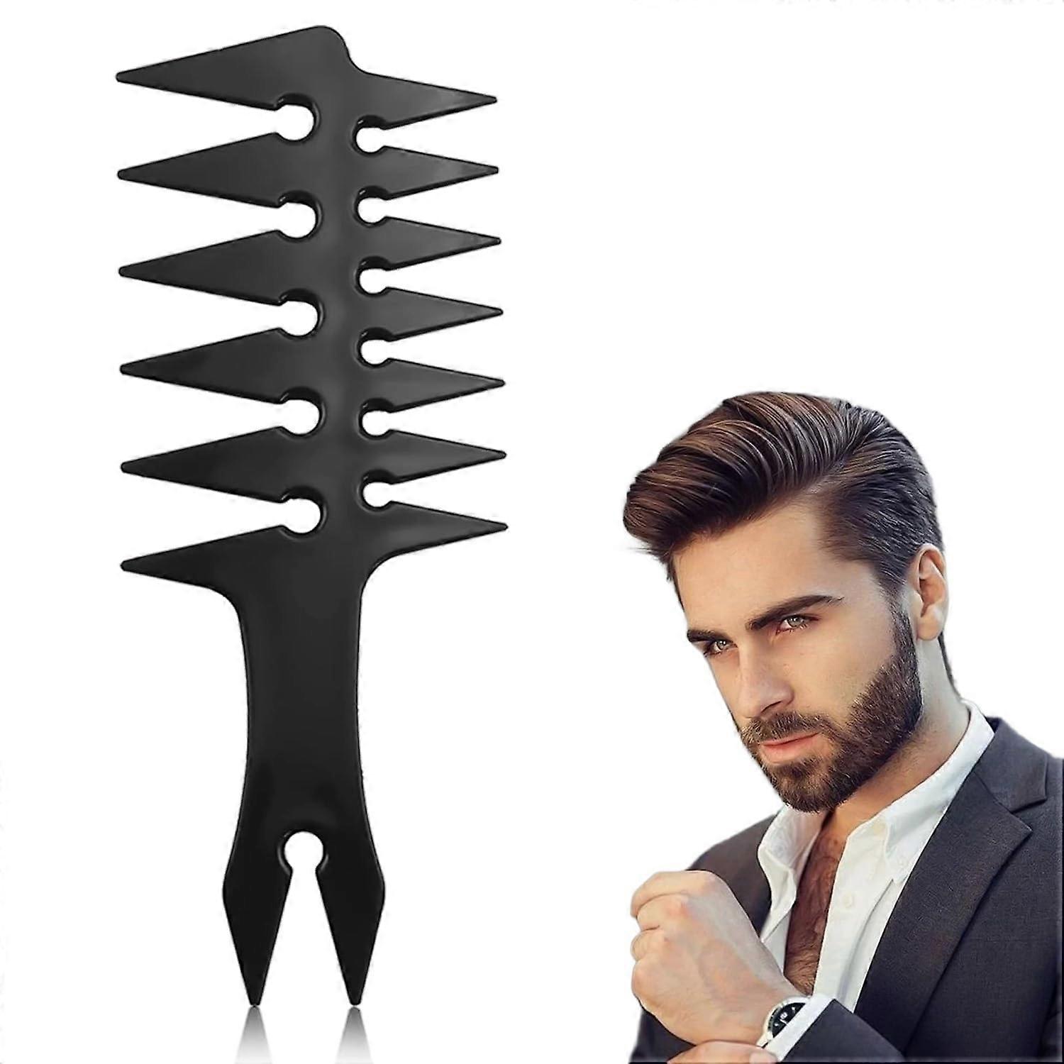 Wide Tooth Comb for Curly Hair with Dual Sided Design, Mens Styling Barber Comb, Black
