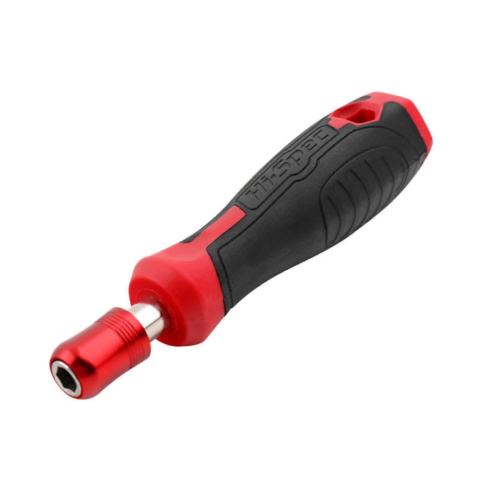 1/4 Inch Magnetic Screwdriver Bit Holder with Self‑Locking Adapter and Ergonomic Non‑Slip Grip Red