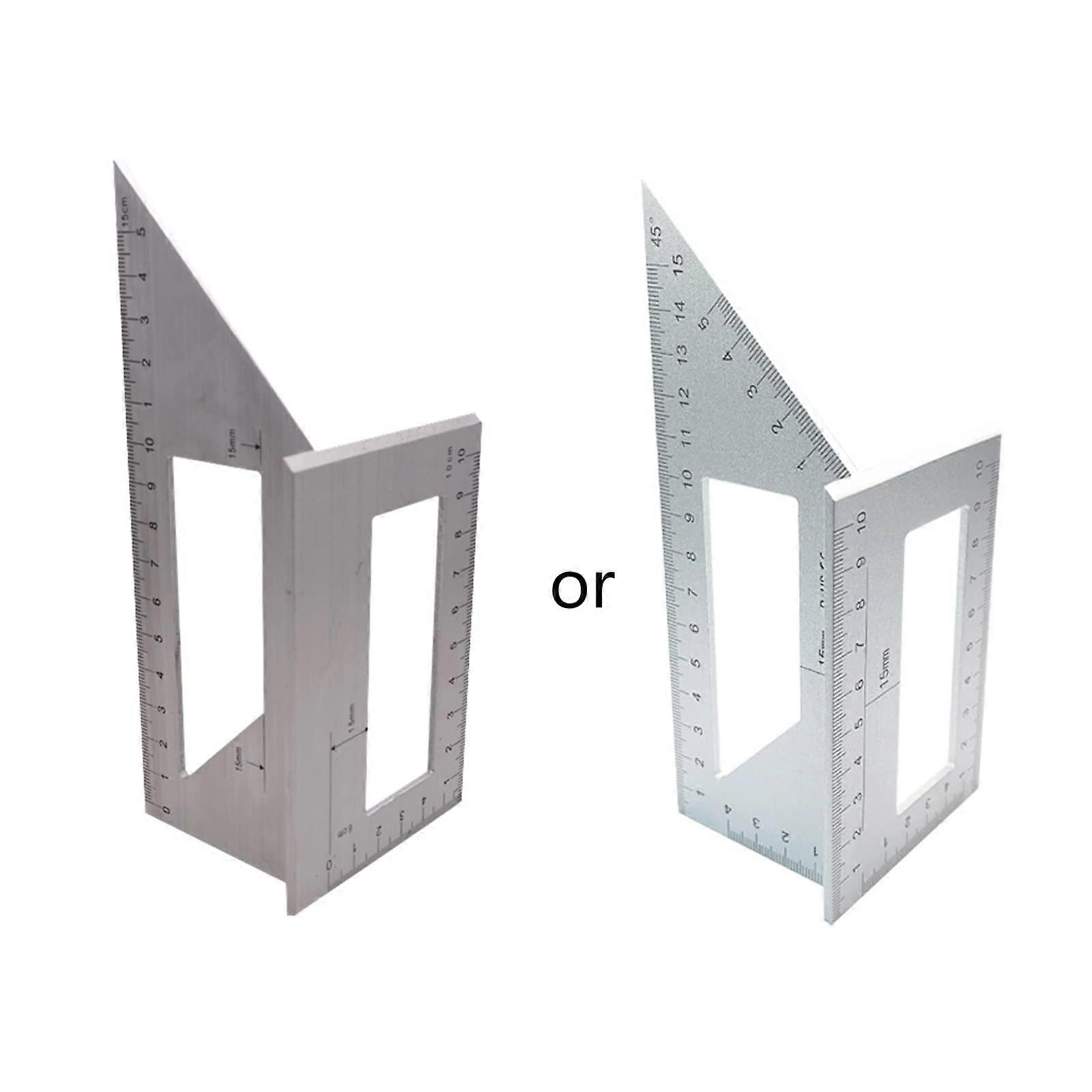 Woodworking Square Ruler Aluminum Alloy Carpenter Gauge 45°/90° Angle Measuring Tool 15cm