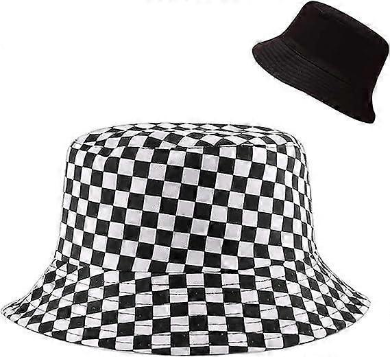 Black and white checkered fisherman's hat