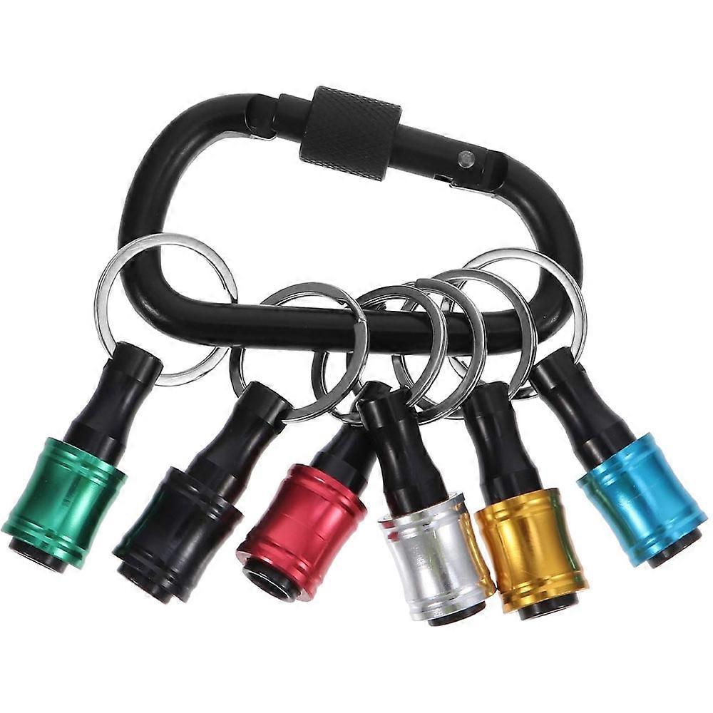 6-piece set of hexagonal screwdriver bit holder extension rod keychain, compatible with electric screwdrivers and hand tools.
