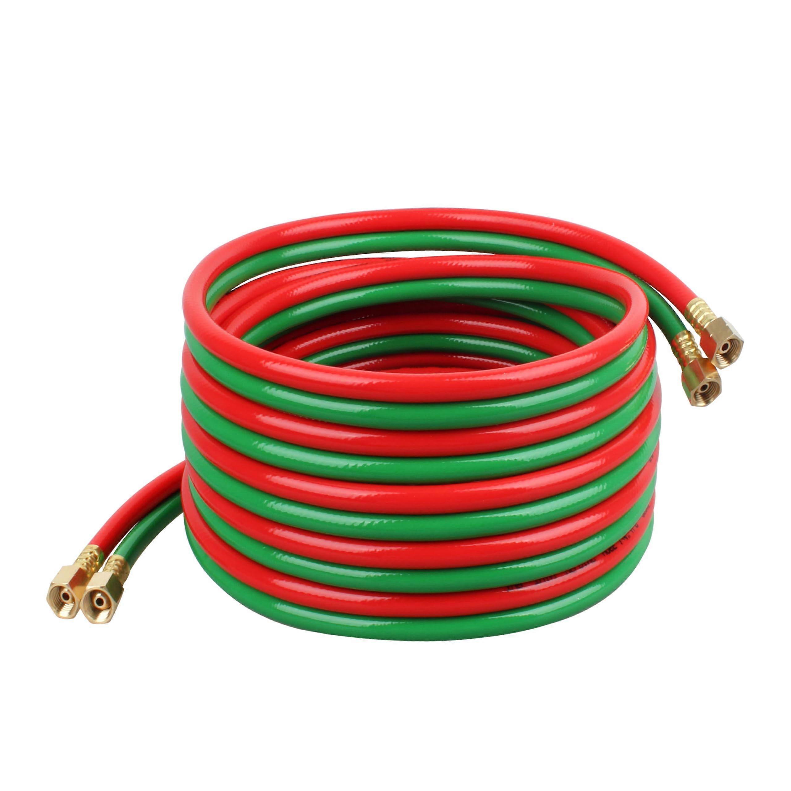50Ft Oxygen Acetylene Welding Torch Hose 1/4 Inch Grade R with 9/1618 Fittings Durable