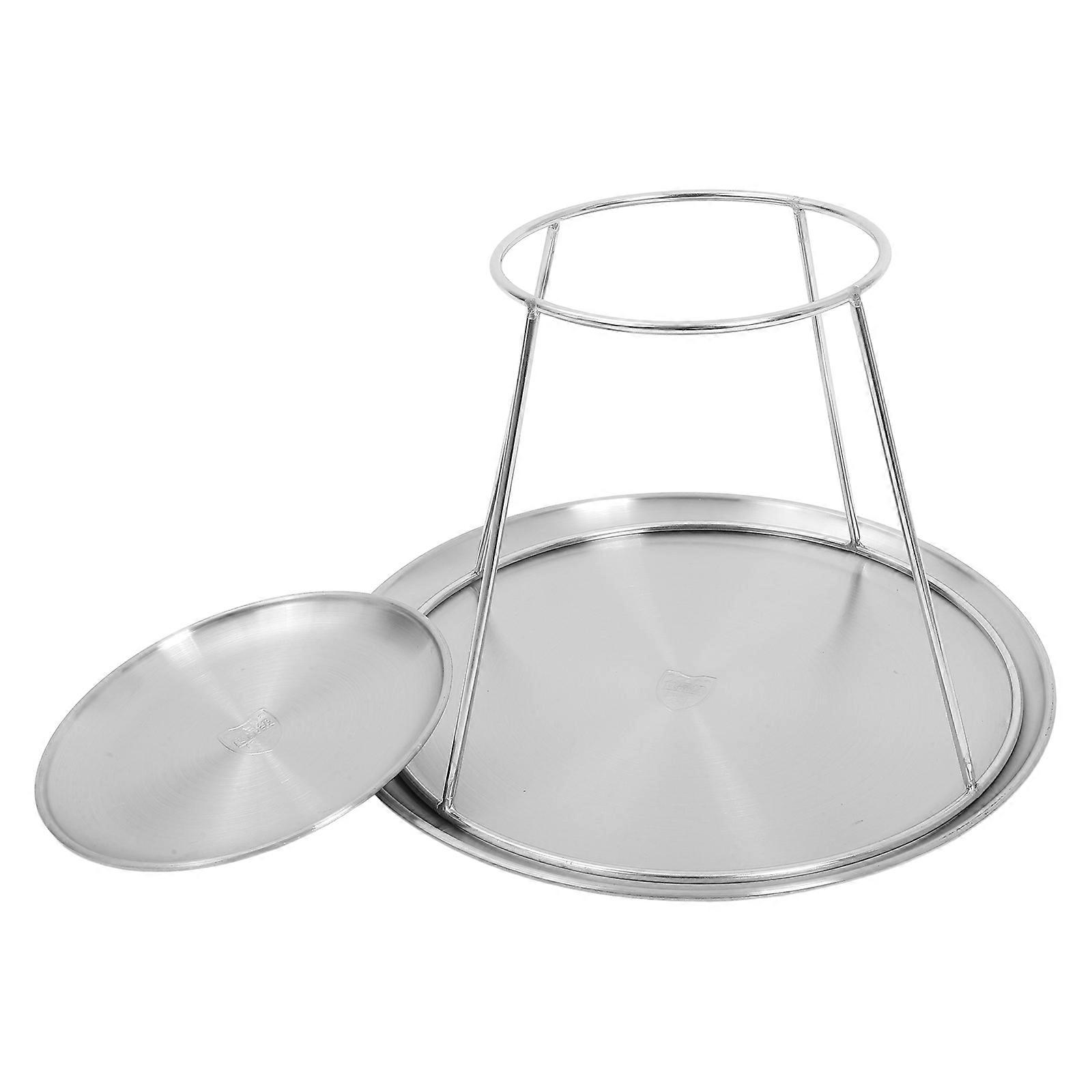 Stainless Steel Seafood Tray for Display 1Set Silver Double Layer Stand