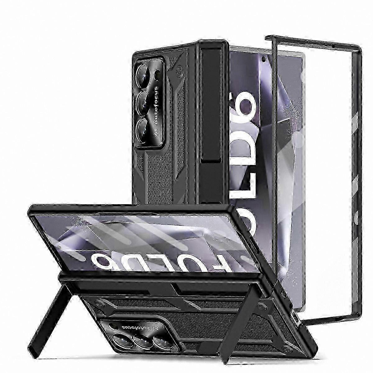 Compatible Case for Foldable Phone with Front Screen Guard, Slim PC Hinge Protection and Built-in Kickstand