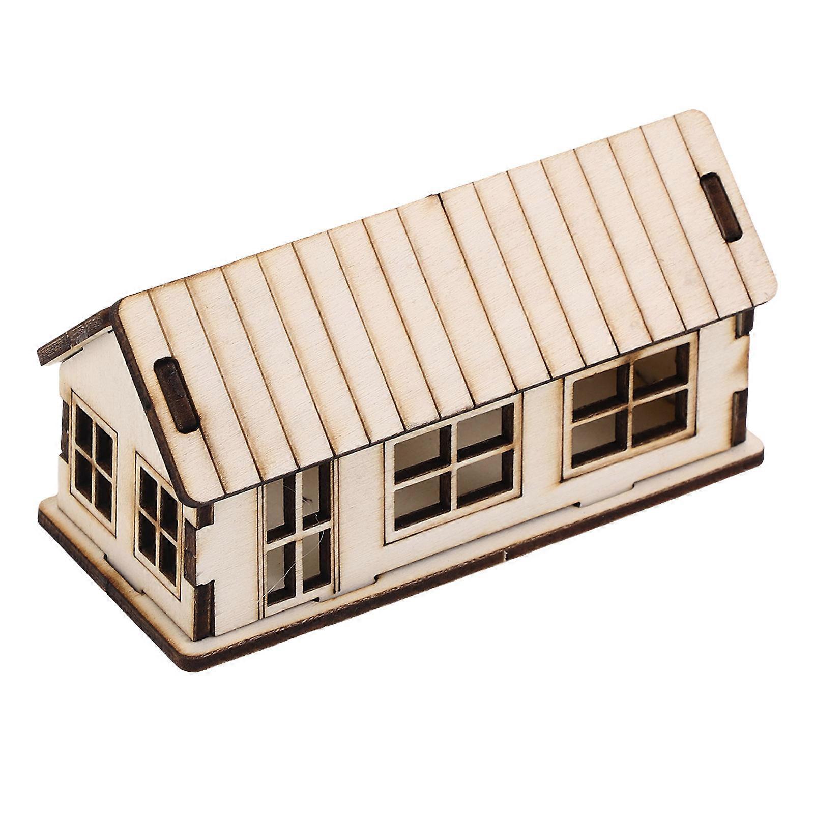 Wooden House Puzzle for Decor Beige DIY Model Kit
