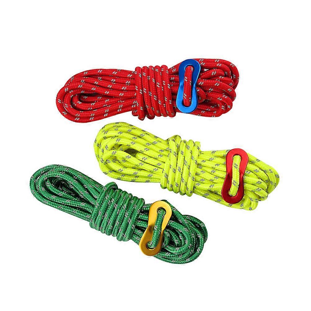 Windproof Rope Reflective Tent Rope for Hiking 9Pcs Pack