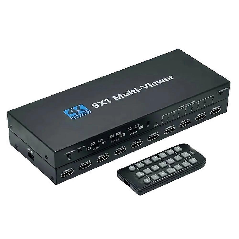 9x1 4K HDMI Multi Viewer Switcher 9 In 1 Out Switch Adapter Screen Splitter with Remote Control