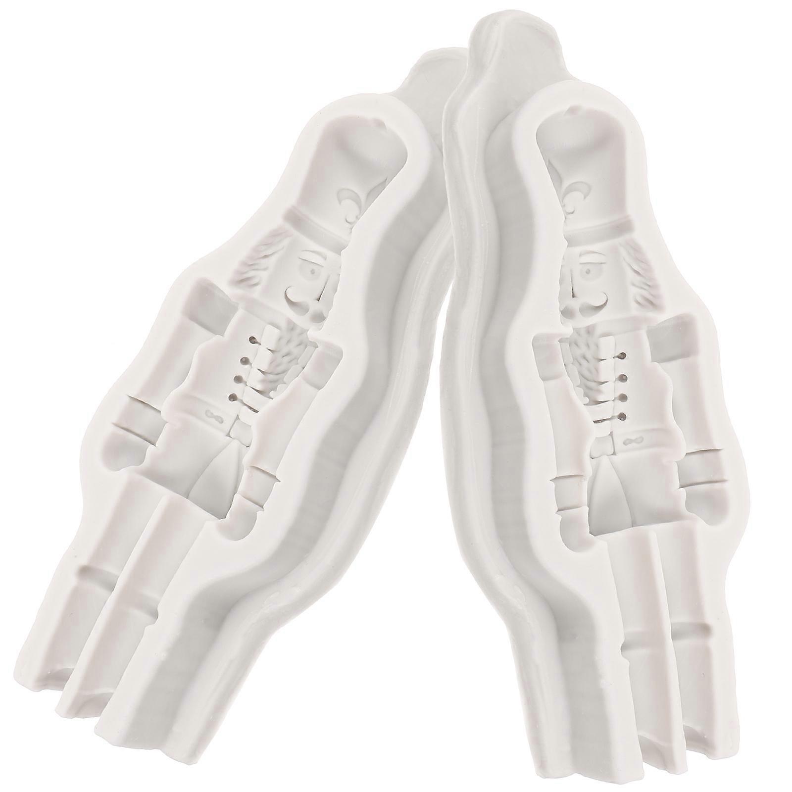 Christmas Nutcracker Soldier Mold for Craft 2Pcs Silicone Light Grey Decoration