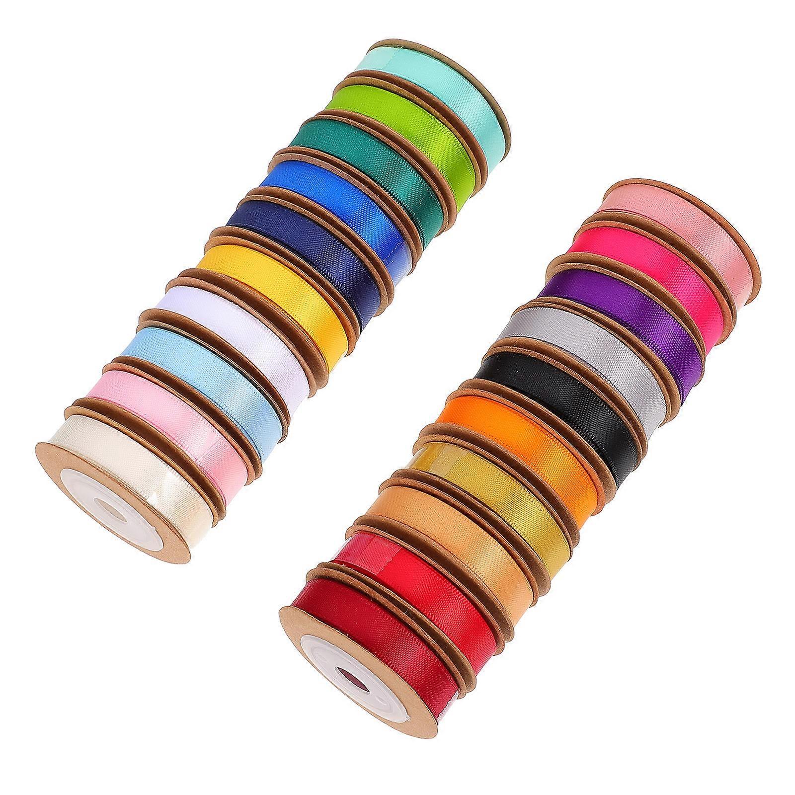 Polyester Ribbon Double-Sided Decorative Ribbons for Gift Wrapping 20 Rolls