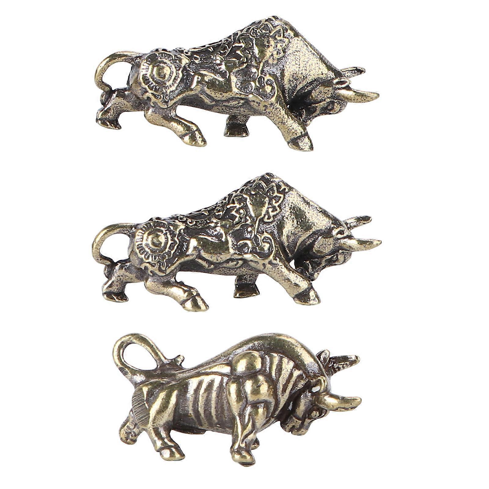 Creative Brass Cattle Pendant Key Chain Decorative Accessory 3Pcs