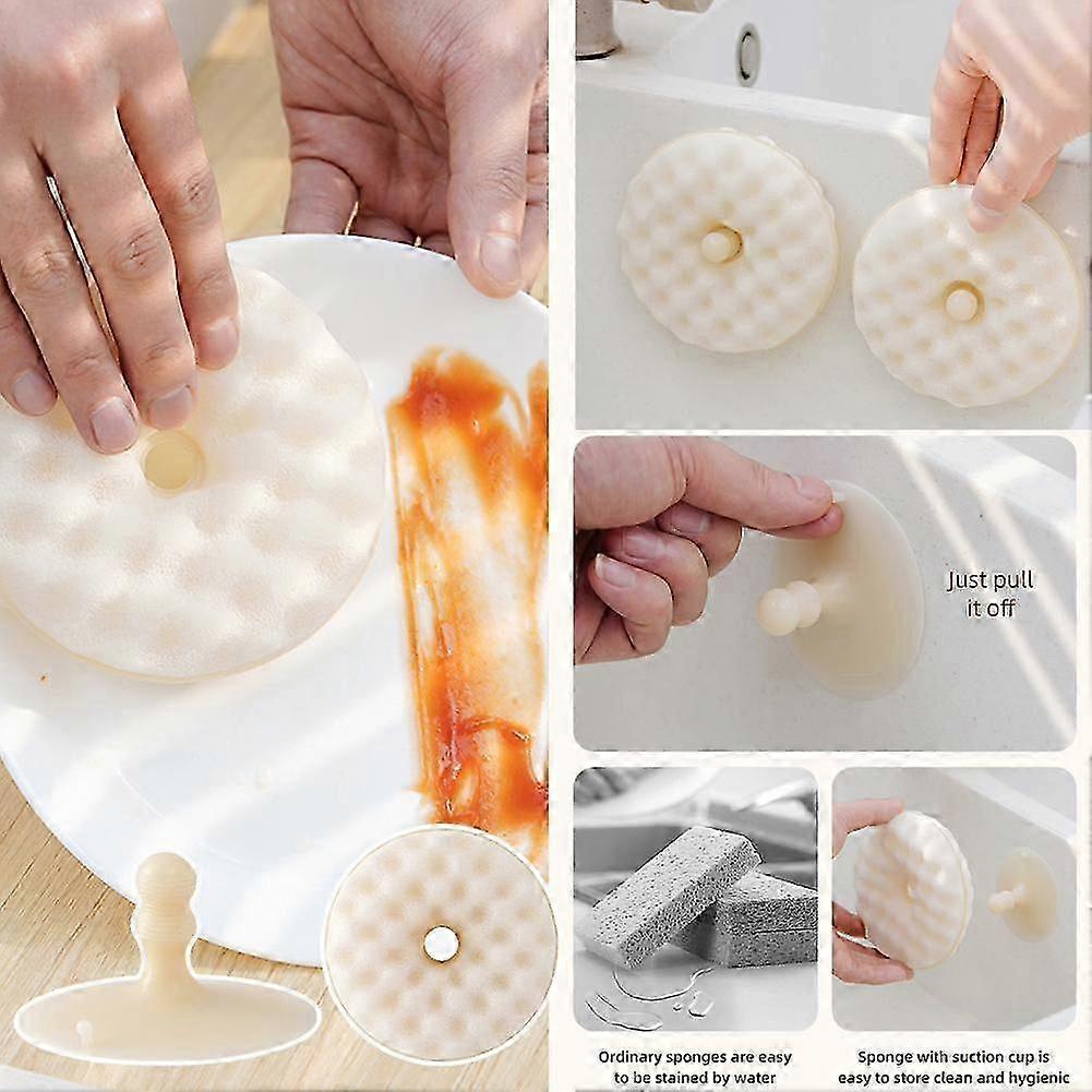 26-27 Multi-functional Sponge With Suction Cups Efficient Stain Removal