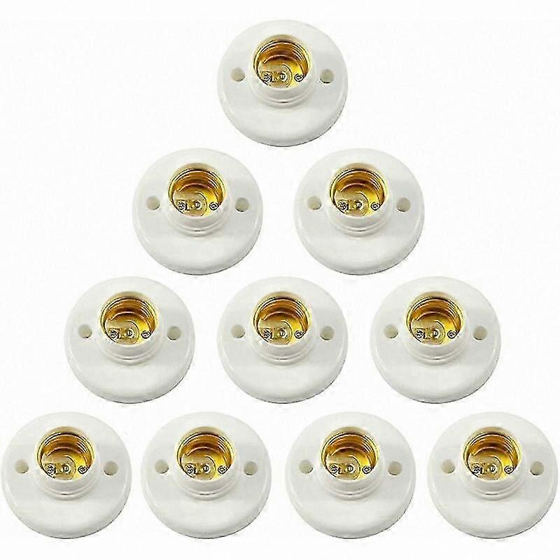 E27 Plastic Bulb Holder Adapter Wall Mount Socket Converter for LED Base 10 Pack Round Screw Type