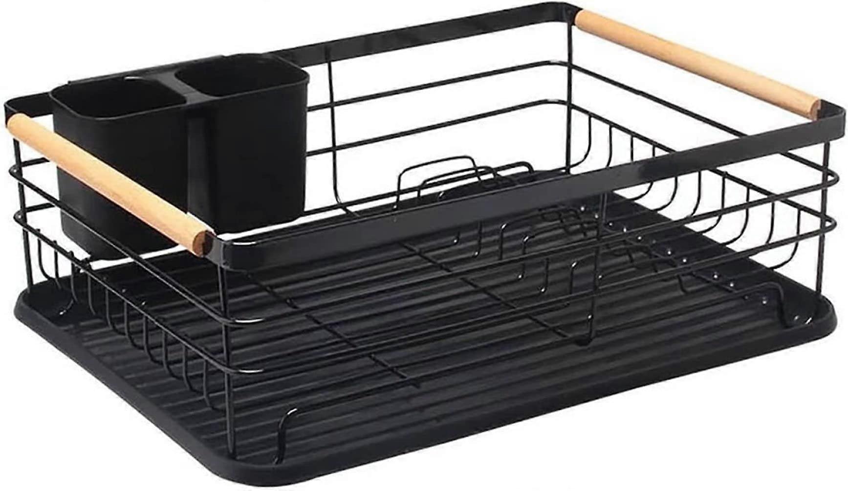 Dish Drying Rack with 2Compartment Utensil Holder, SpaceSaving Kitchen Countertop Design