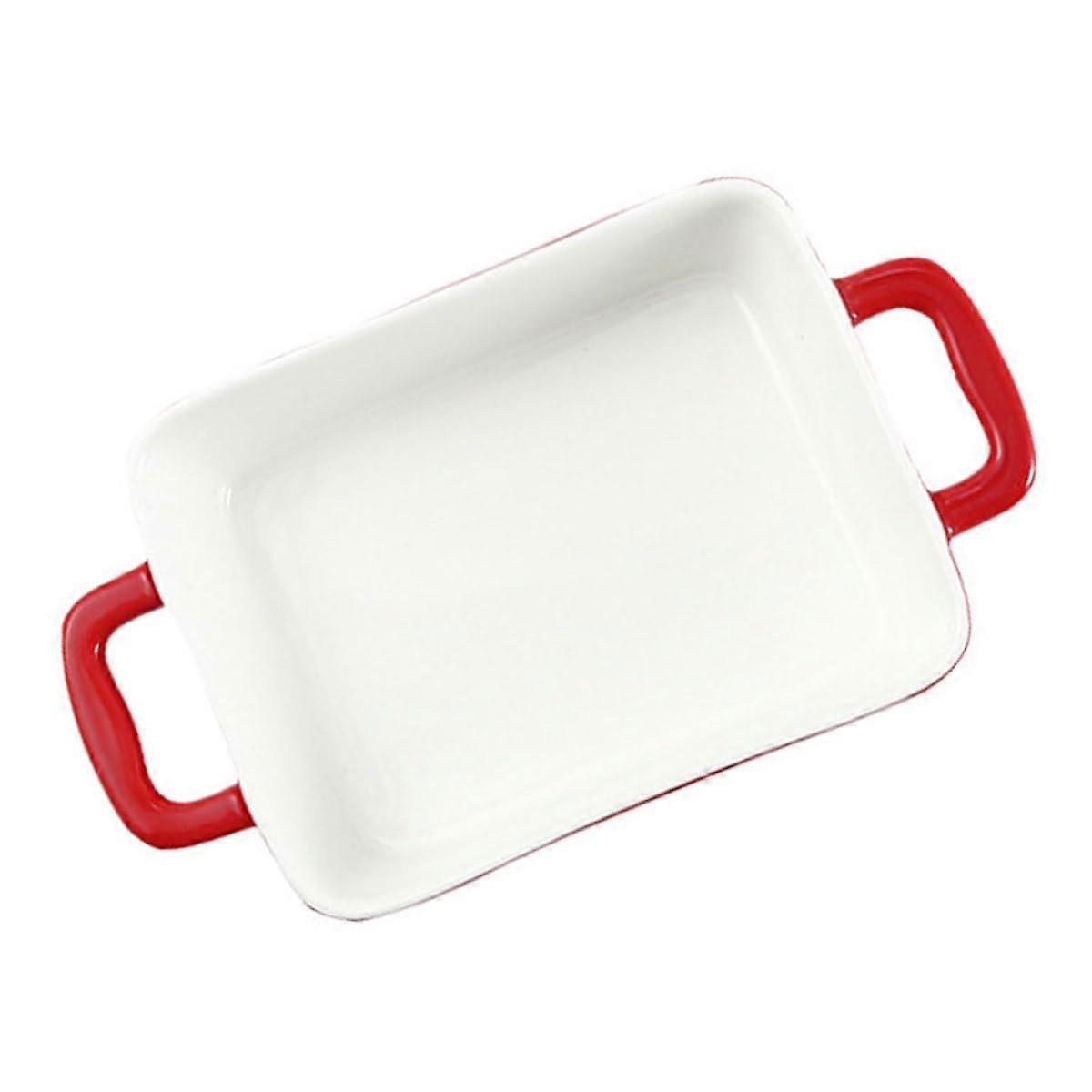 Ceramic Baking Dish with Handles, Oven Safe Rectangular Tray for Casseroles, Pizza, and Snacks