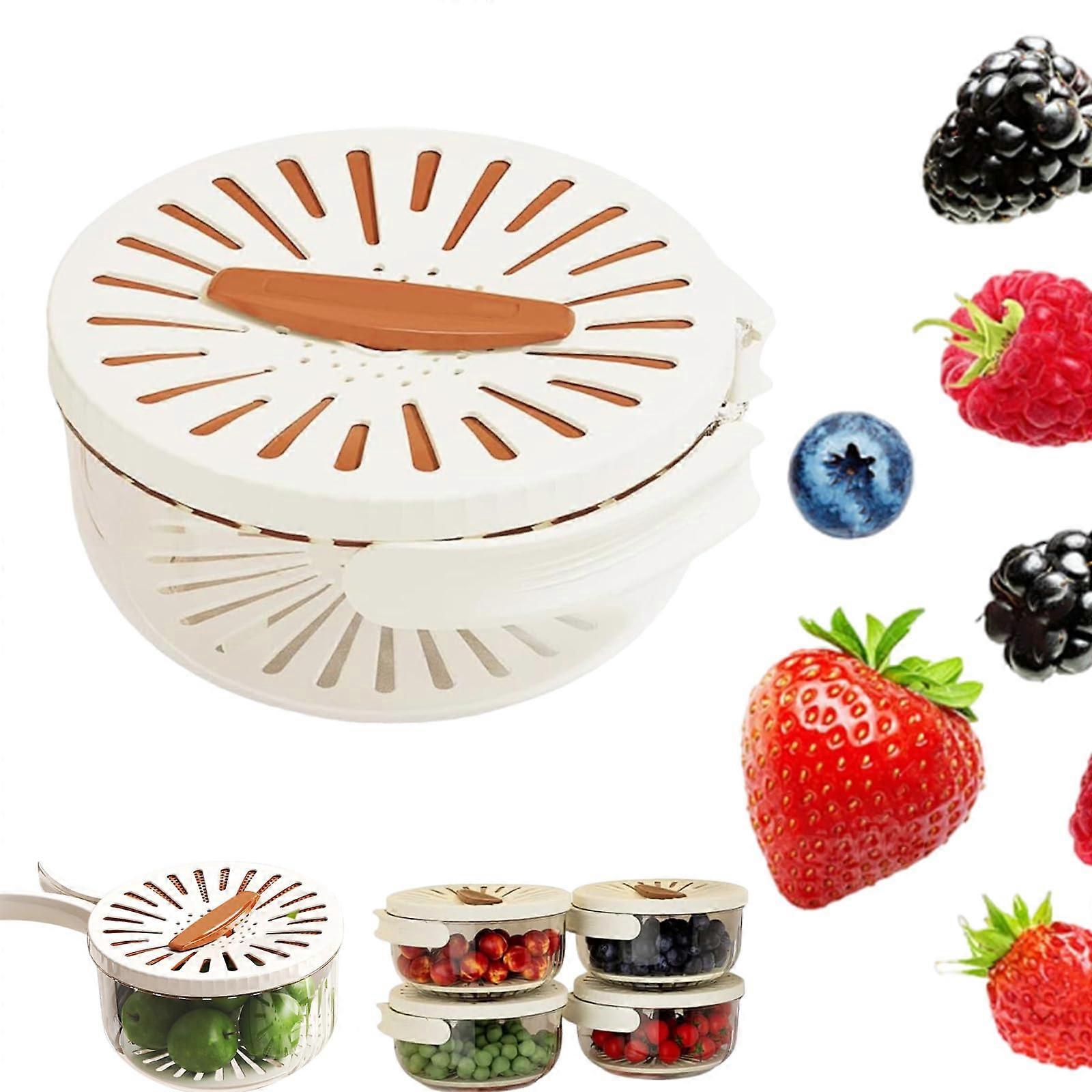 Kitchen Colander with Lid, 2in1 Fruit Vegetable Washing Bowl, Stackable Draining and Storage Basket Brown S