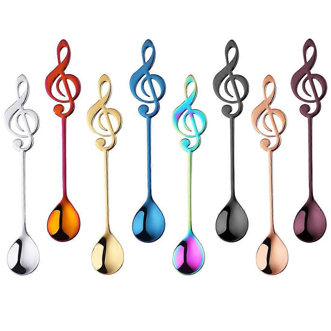 Stainless Steel Musical Note Coffee Spoons Set, Long Handle, MultiColor 304 GiftReady, 8pcs