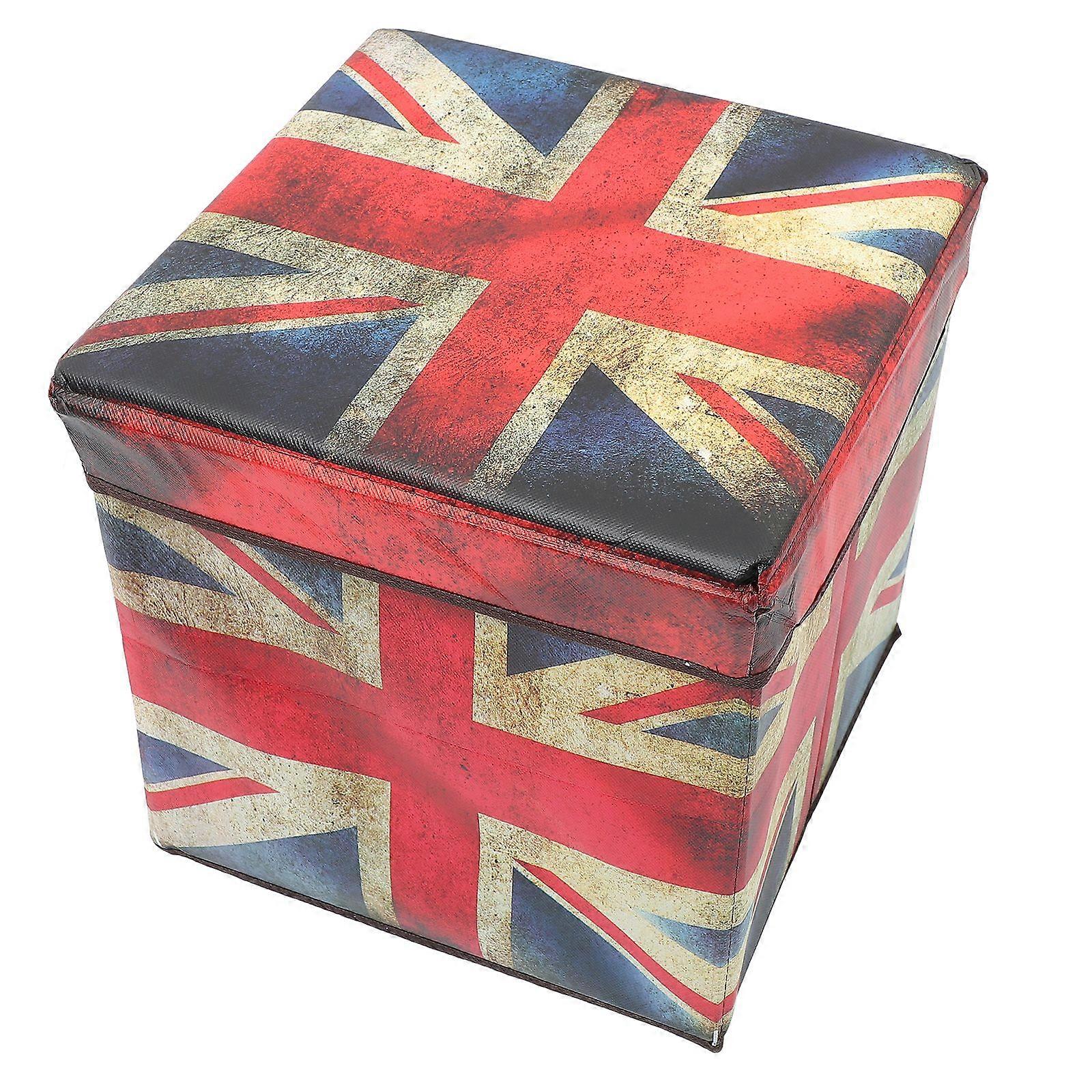 Storage Ottoman Household Folding Storage Ottoman Stool British Flag Pattern Stool