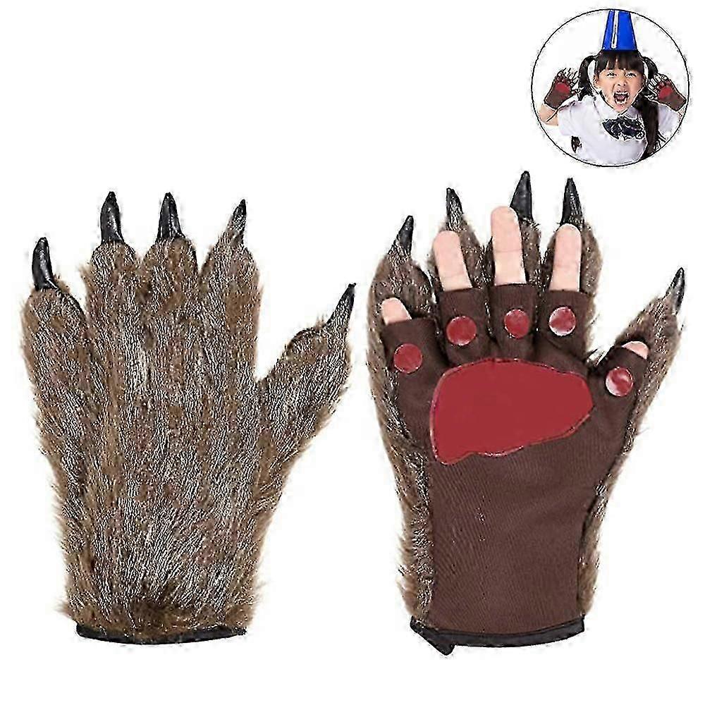 Werewolf Gloves Paw Fingerless Winter Plush Gloves 1Pair