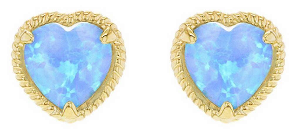 KJ Beckett Twisted Heart Opal Stud Earring - Yellow Gold/Blue