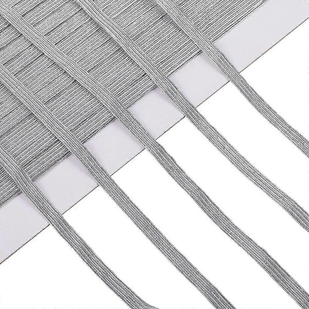 20M Polyester Elastic Cord Flat Clothes Accessories Silver 1/4 inch(6mm)