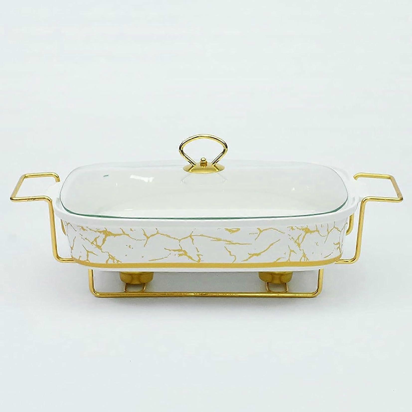 Stainless Steel Buffet Warmer with Glass Lid, Rectangular Chafing Dish for Catering Events