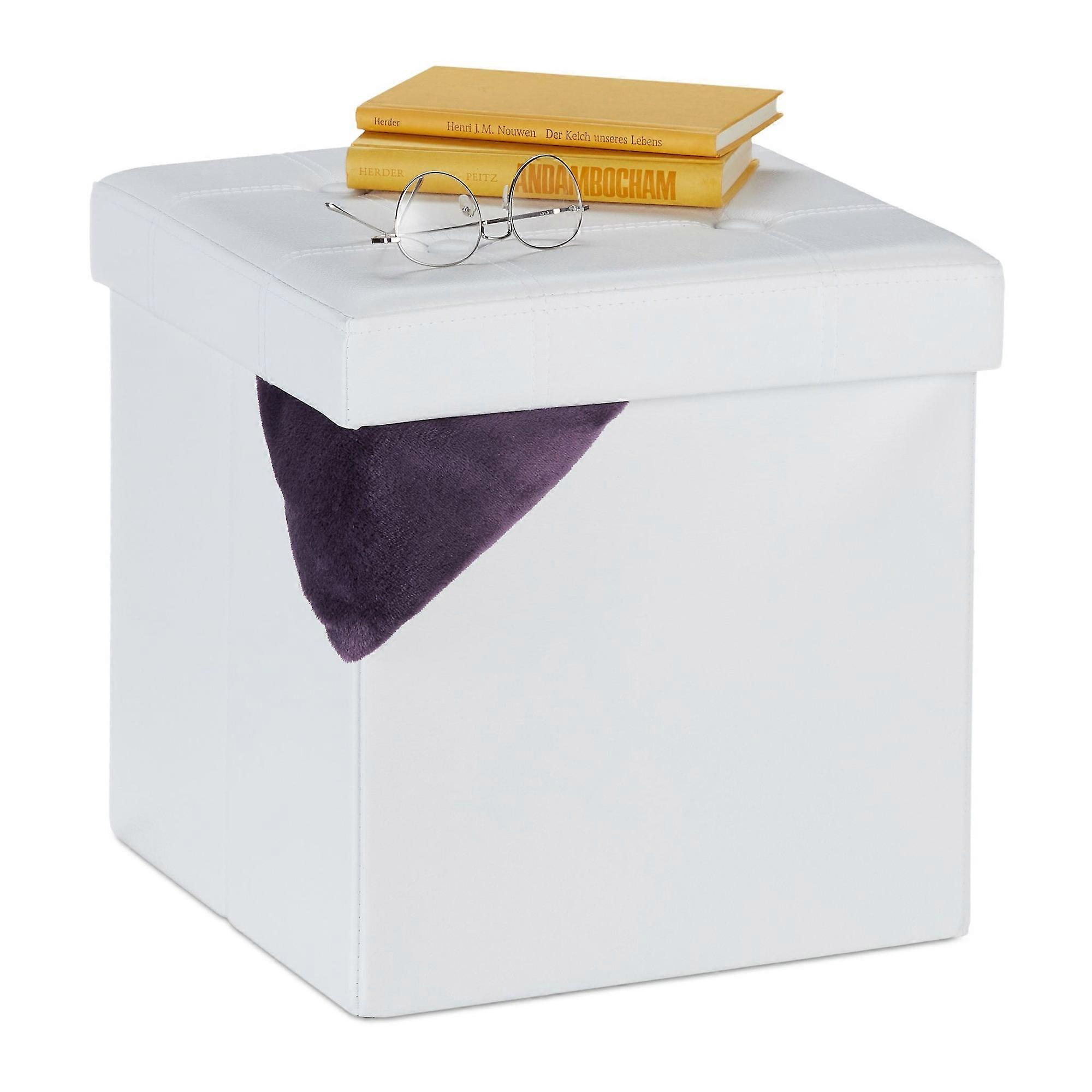 Faux leather stool with storage space