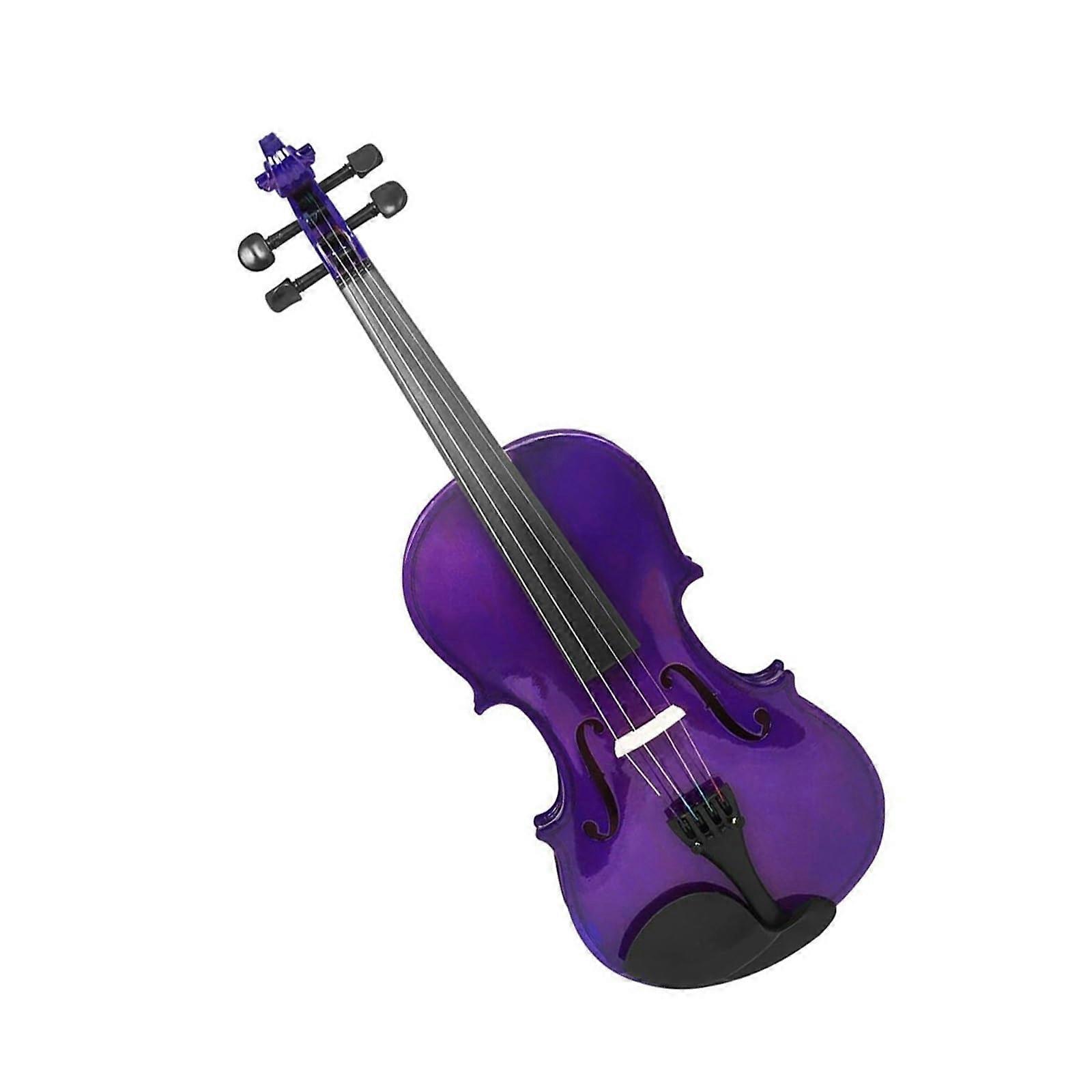 4/4 Violin Solid Wood Full Size Purple Handmade Acoustic for Beginners and Professionals