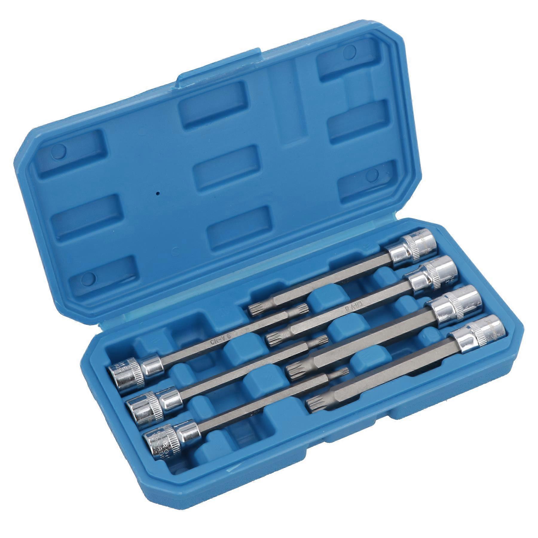 3/8" Drive Extra Long Spline Sockets 7pc M4 - M10 Total Length 110mm