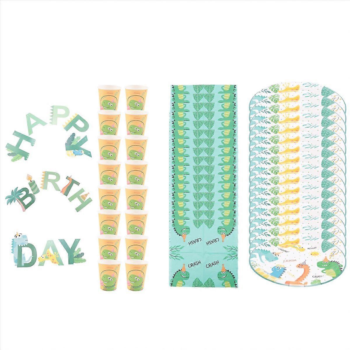 49Pcs Dinosaur Theme Party Disposable Tableware Set Paper Plate Cup
