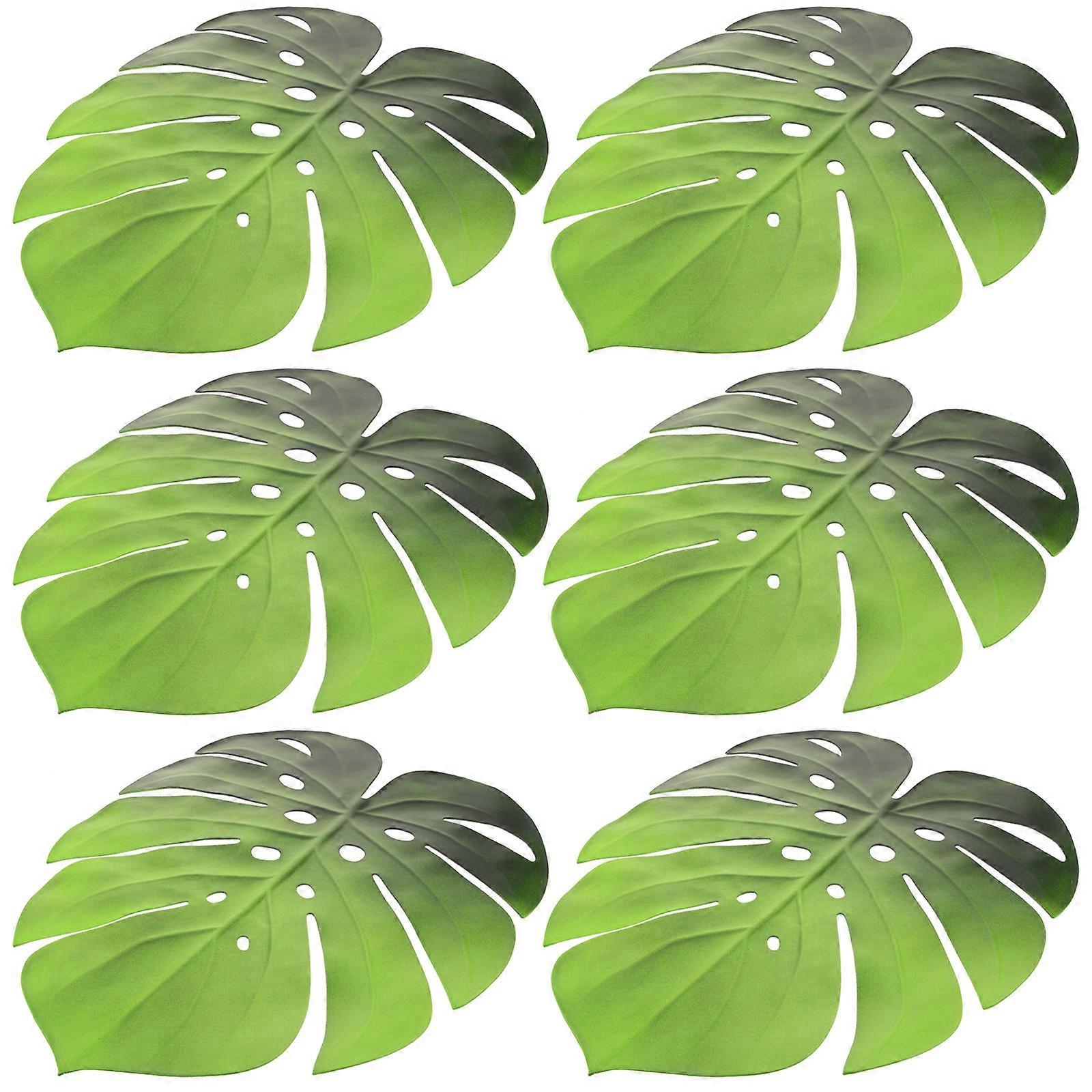 Insulation Table Mat Eva 6Pcs Artificial Monstera Leaf Shape Placemats