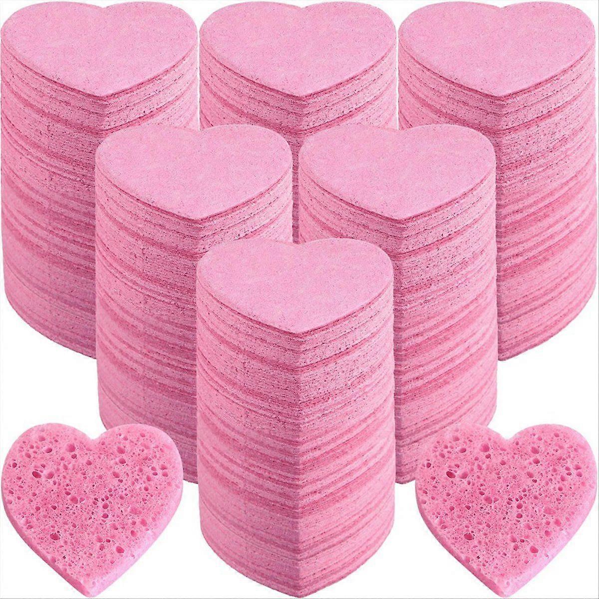 100 Count Compressed Sponges Heart Shape Face Sponges