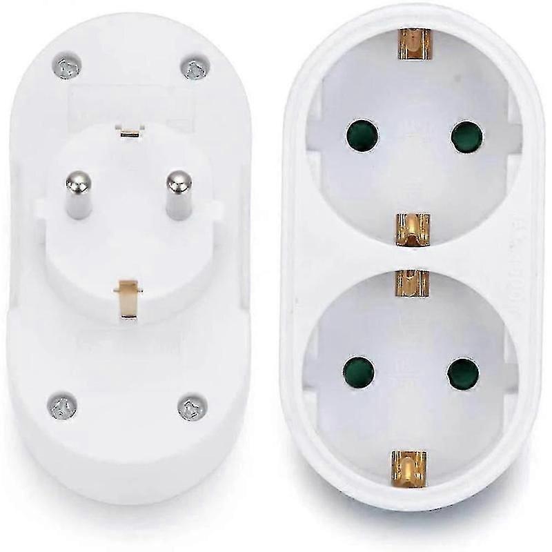 European Dual Socket Plug Adapter Horizontal Multi Outlet