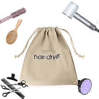 Reistas voor haarstylingtools, opbergtas met trekkoord voor föhn, draagbare opbergtas voor op reis en in de badkamer, beige