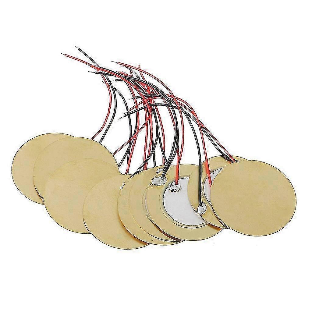 10pcs 35mm Piezo Elements buzzer Sounder Sensor Trigger Drum Disc+ wire copper