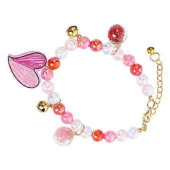 Beaded Pet Collar Pink Adjustable Pearl Necklace for Cat Dog 1 Piece Durable Material