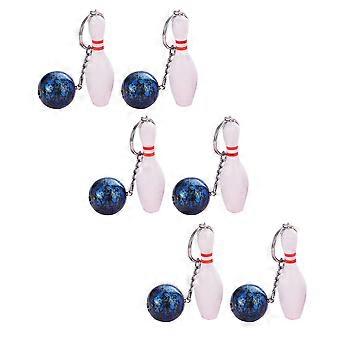 Bowling Ball Shape Keychain Decoration Accessory Random Color Daily Use 6Pcs