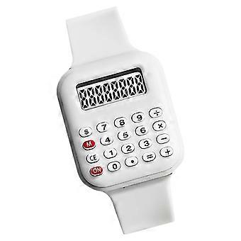 Digital Watch With Built In Calculator Functionality Ergonomic Design For Comfortable All Day Wear  White