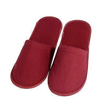 1 Pair Disposable Terry Fabric Slippers Comfortable Indoor Slippers for Home Hotel Size 43 (Red)