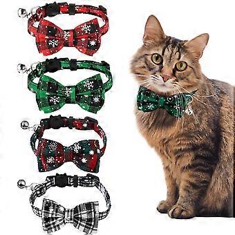 Lot de 4 colliers de sécurité à ouverture rapide avec clochette, colliers réglables avec nœud papillon, colliers de sécurité réglables pour chiots, petits chiens et chats