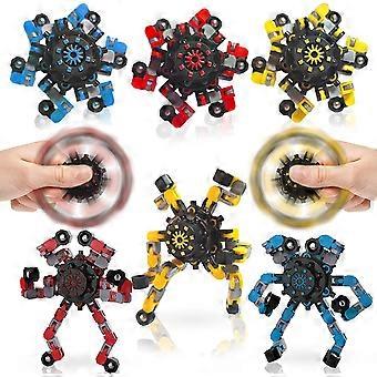 6Pcs Fidget Spinners,DIY Deformable Robot Fingertip Toys ,Decompression Spinner,Deformable Creative Mechanical Gyro Toys,Stress Relief Mechanical Chai