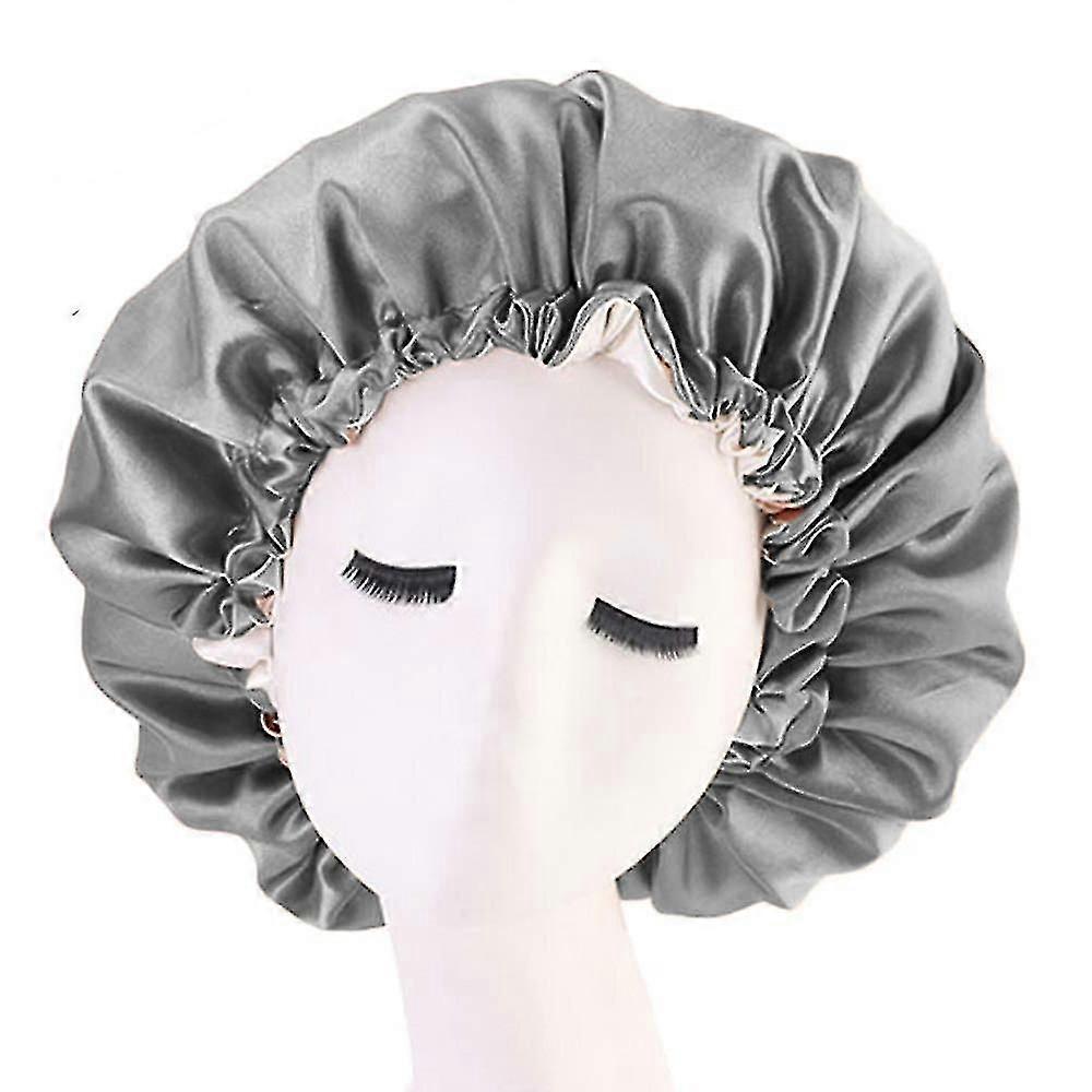 3 Pack Satin Silk Bonnet Sleep Cap-gray