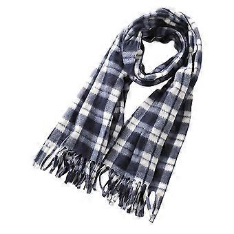 Jikaix Women Winter Scarf Plaid Print Lightweight Soft Warm Scarf with Tassel Trim Cold Weather Imitation Cashmere Scarf