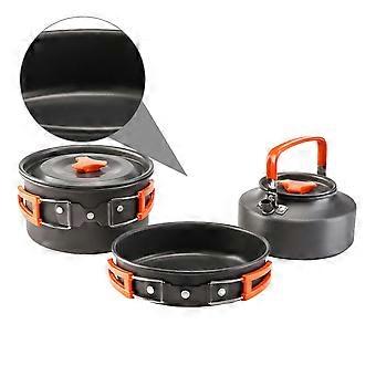 Lightweight Aluminum Camping Cookware Set with Kettle, Durable Outdoor Cooking Gear for Hiking and Picnic